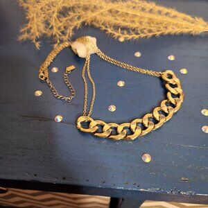 NEW gold toned Cuban link chain w/small double link chain necklace|Brand by S